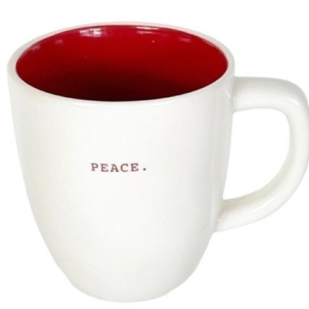 Rae Dunn PEACE Mug Artisan Collection Magenta 20 oz Ceramic Coffee Cup